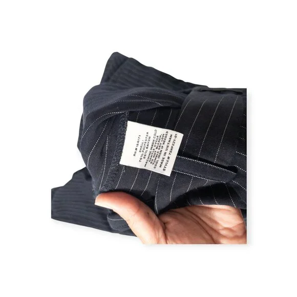 Anthropologie TwentySixHundred Navy Striped Wide Leg Dress Pants SZ 6 High Waist - Picture 11 of 14